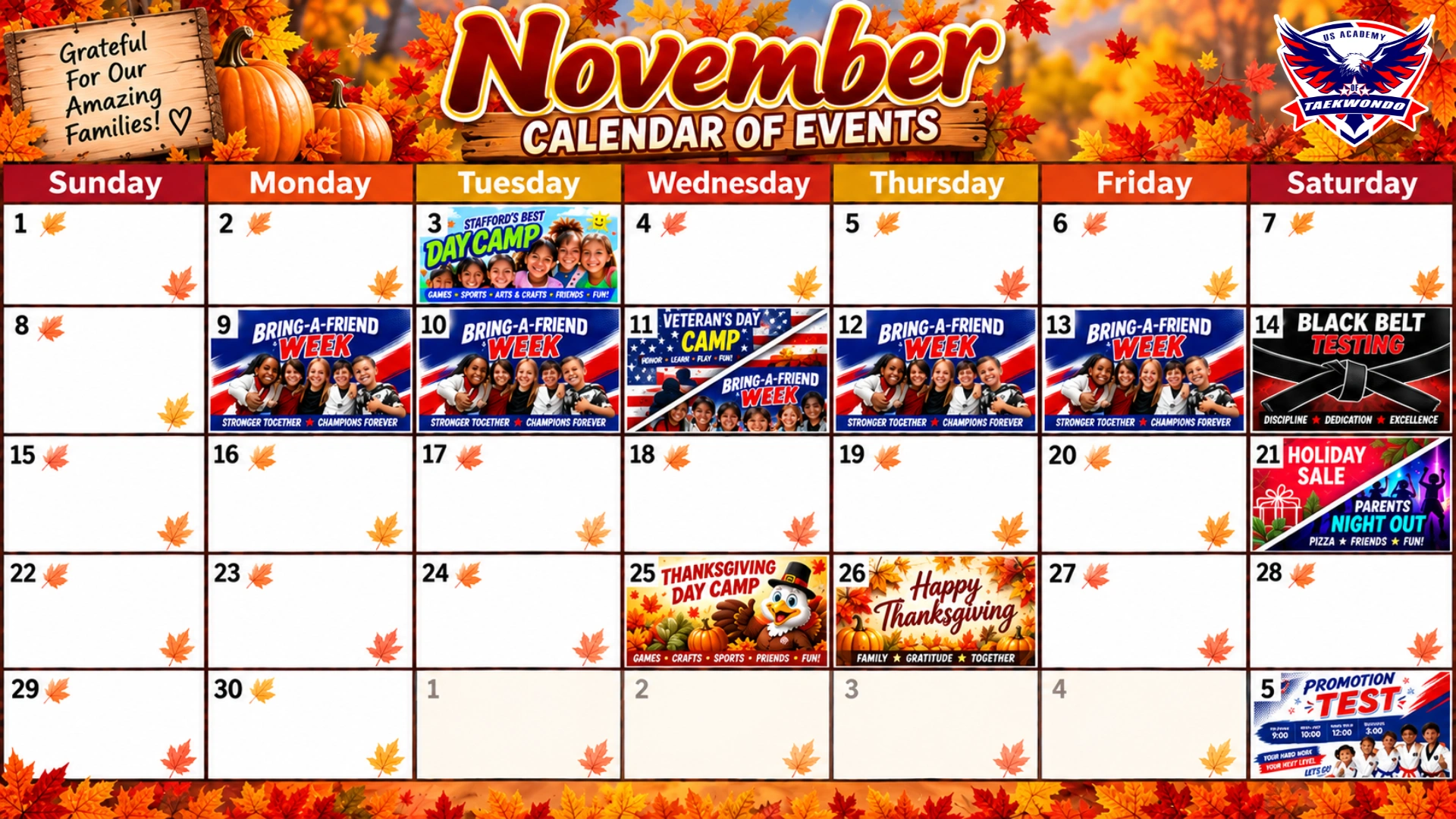November 2026 calendar of events